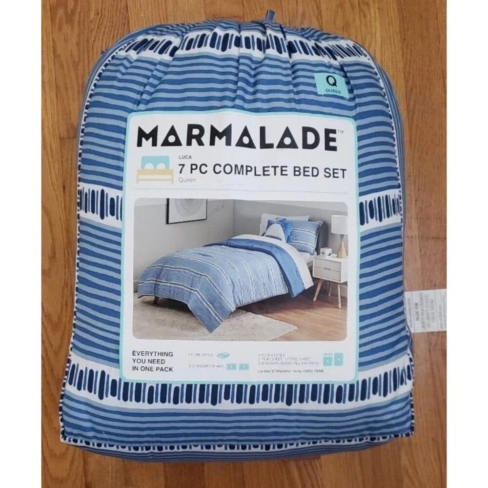 Marmalade 7-Piece Queen Reversible Comforter Set in Blue NWT
